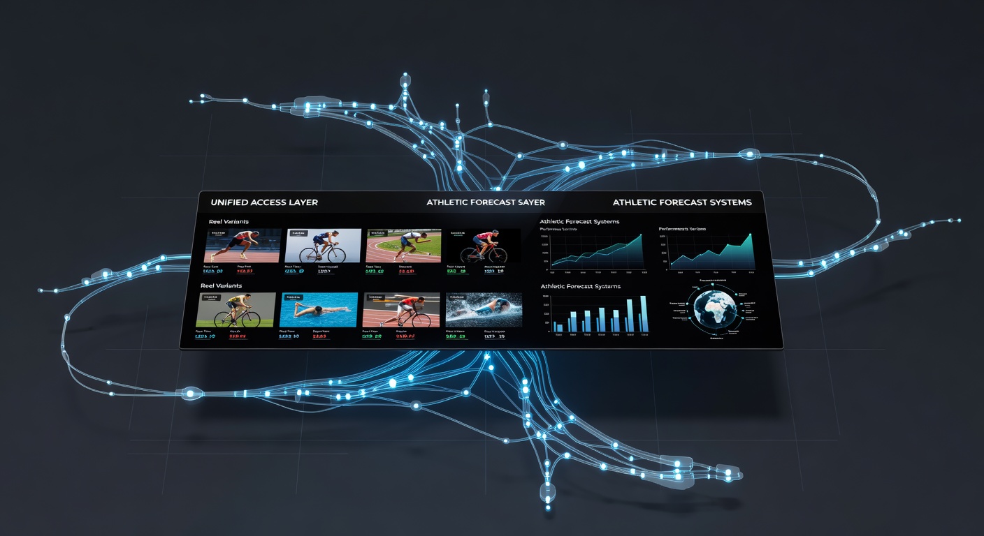 Flowchart of unified access layers integrating media reels and sports prediction models