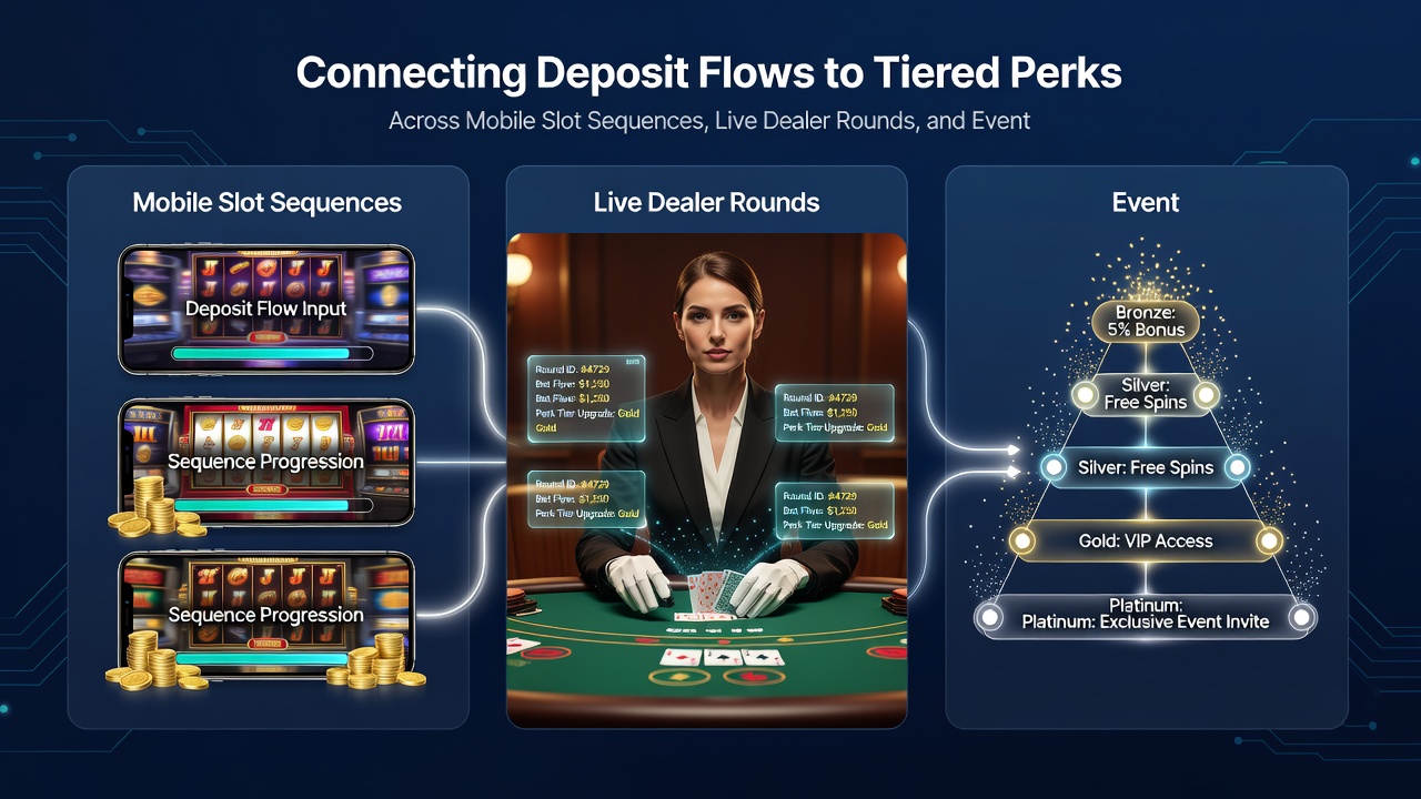 Live dealer table interface displaying tier progression bar linked to recent deposits and upcoming event wagers