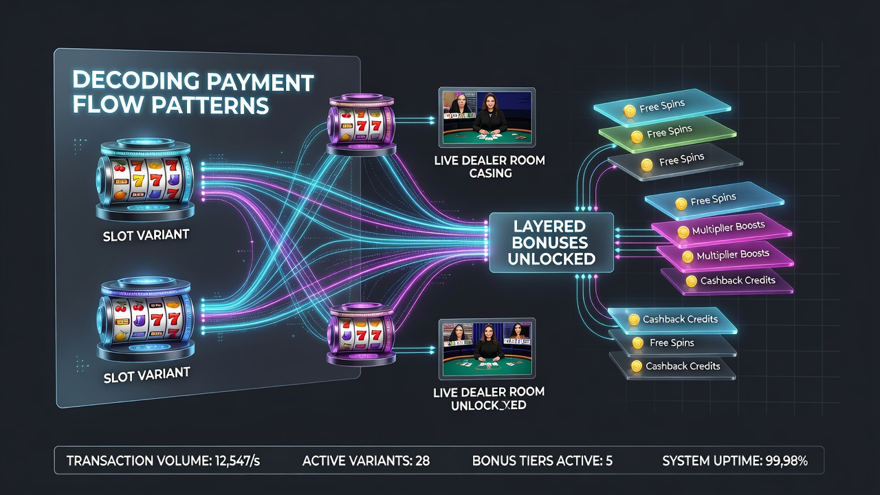 Diagram showing layered bonus activation through payment sequences in live dealer and sports betting sections