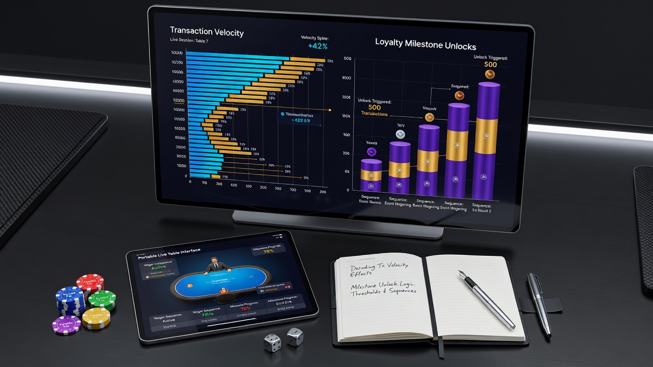 Mobile device displaying live table game interface with transaction speed indicators and loyalty progress bar