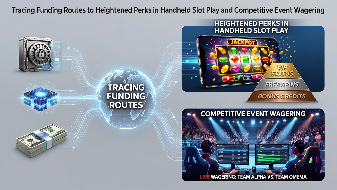 Digital flow of funds connecting mobile slot interfaces with competitive event wagering dashboards and reward tiers