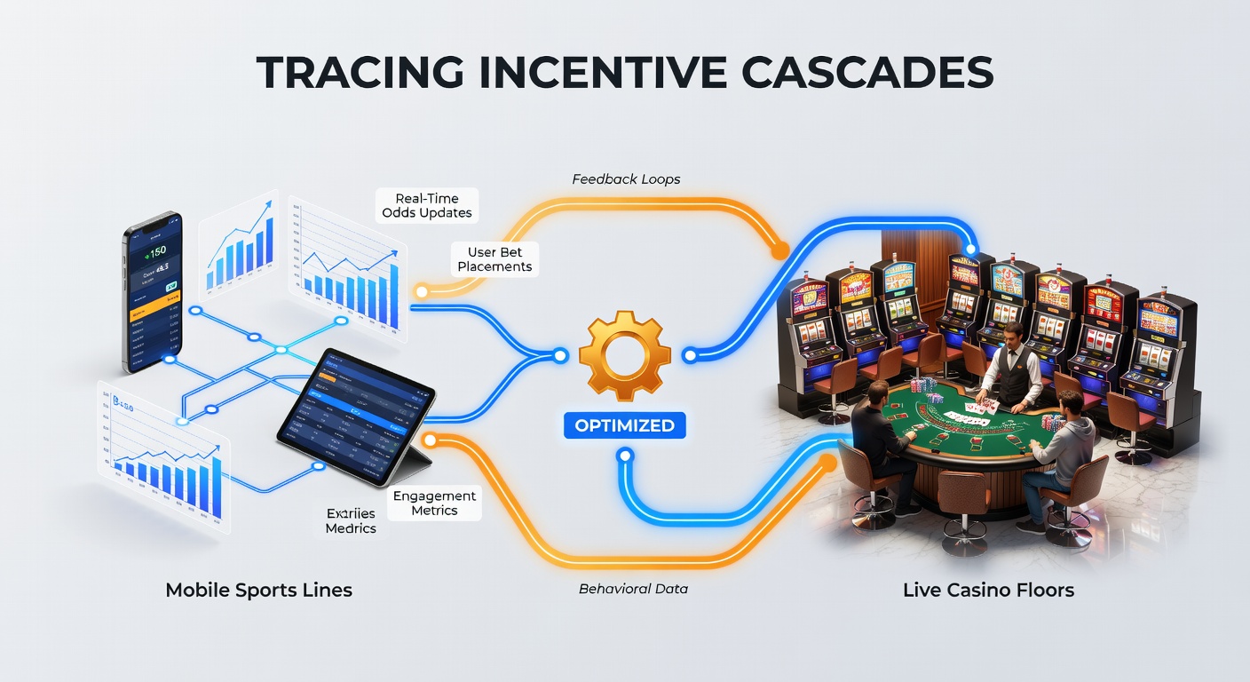 Illustration of transaction optimization networks connecting sports apps, casino floors, and VIP player profiles