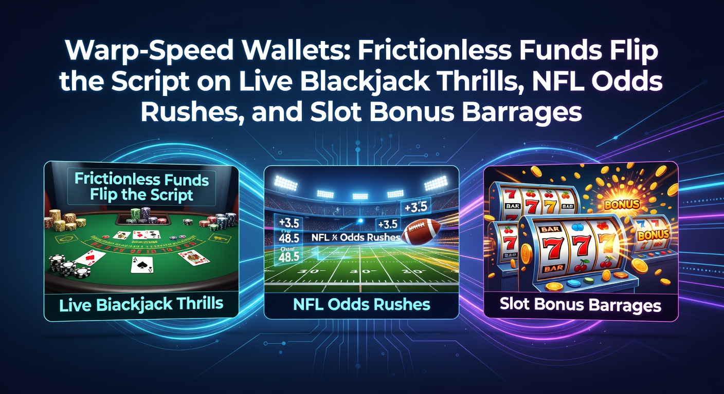 Digital wallet interface showing instant transaction animations during a live blackjack game with NFL odds in the background